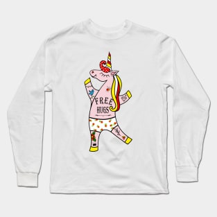 Funny design Tattooed Unicorn and FREE HUGS Long Sleeve T-Shirt